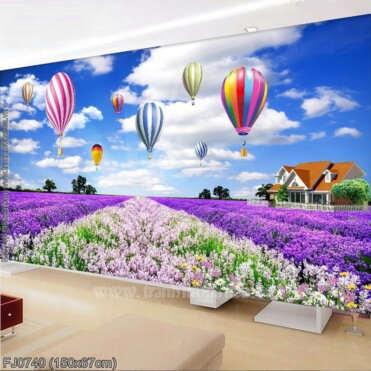 FJ0740 Tranh thêu chữ thập Cánh đồng hoa Lavender (oải hương) kích thước trung bình 150x67cm