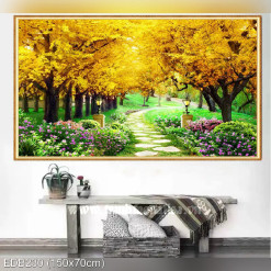 EDB230 Tranh thêu chữ thập Rừng cây Phong vàng mùa xuân khổ ngang kích thước trung bình 150x70cm
